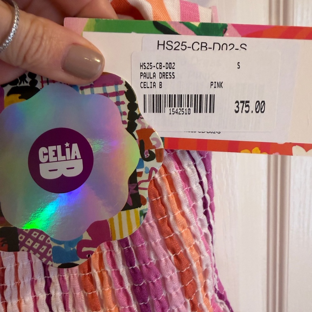 Celia Paula Striped Pink and Purple Dress NWT Size S - Picture 2 of 2